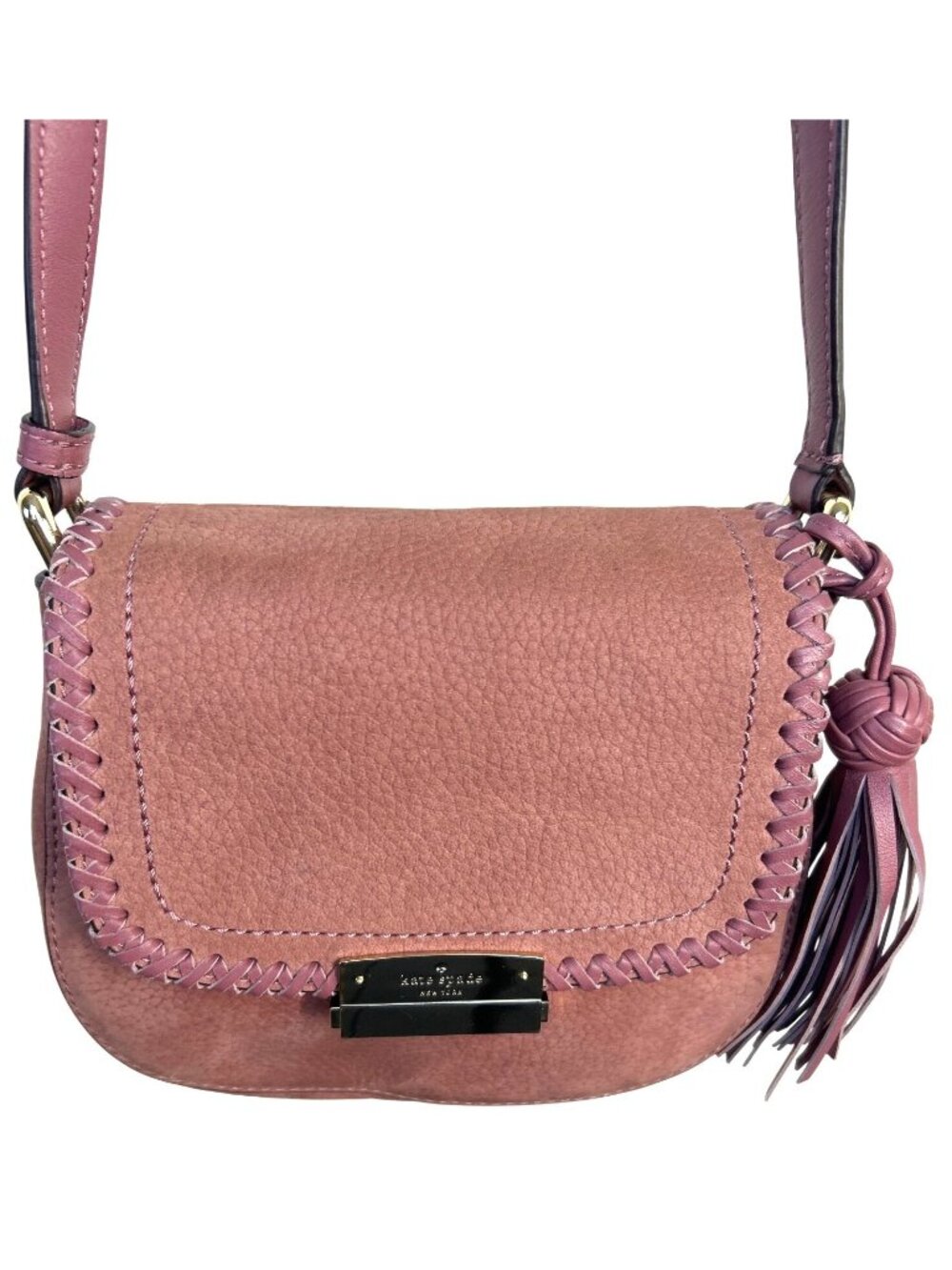 Kate Spade New York Adalise Somerton Crossbody Bag Pink Suede Leather Coquette - Picture 3 of 16